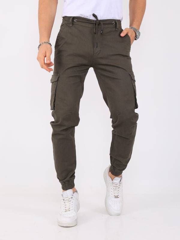 Erkek Kargo Cepli Lastik Paça Gabardin Jogger Pantolon