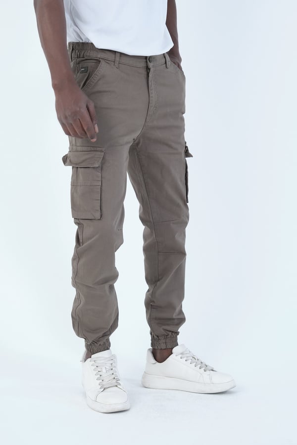 Erkek Kargo Cepli Lastik Paça Gabardin Jogger Pantolon