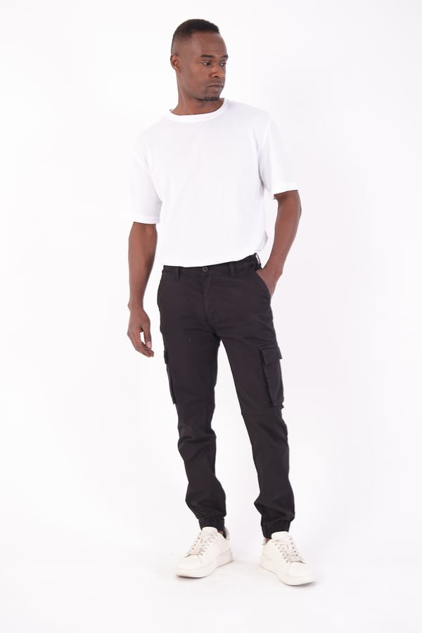 Erkek Kargo Cepli Lastik Paça Gabardin Jogger Pantolon