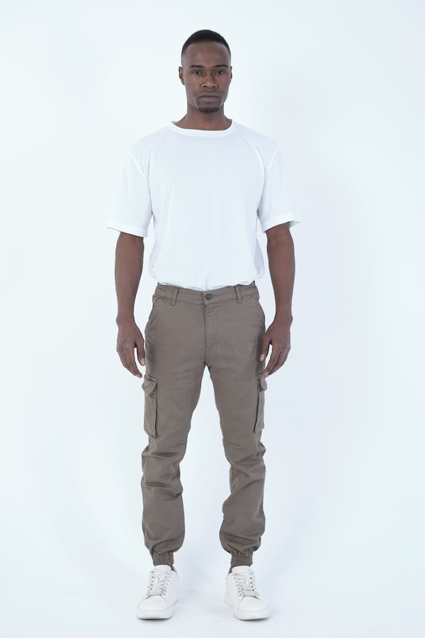 Erkek Kargo Cepli Lastik Paça Gabardin Jogger Pantolon