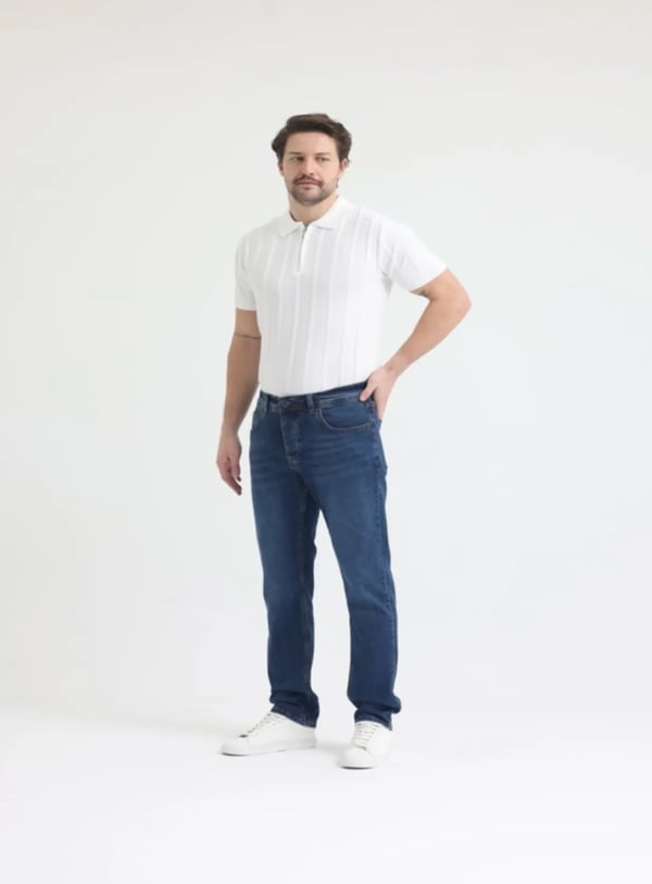 Erkek Lacivert Slim Fit Basic Jean Pantolon