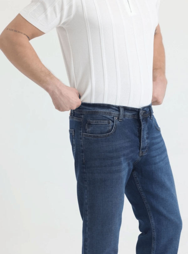 Erkek Lacivert Slim Fit Basic Jean Pantolon