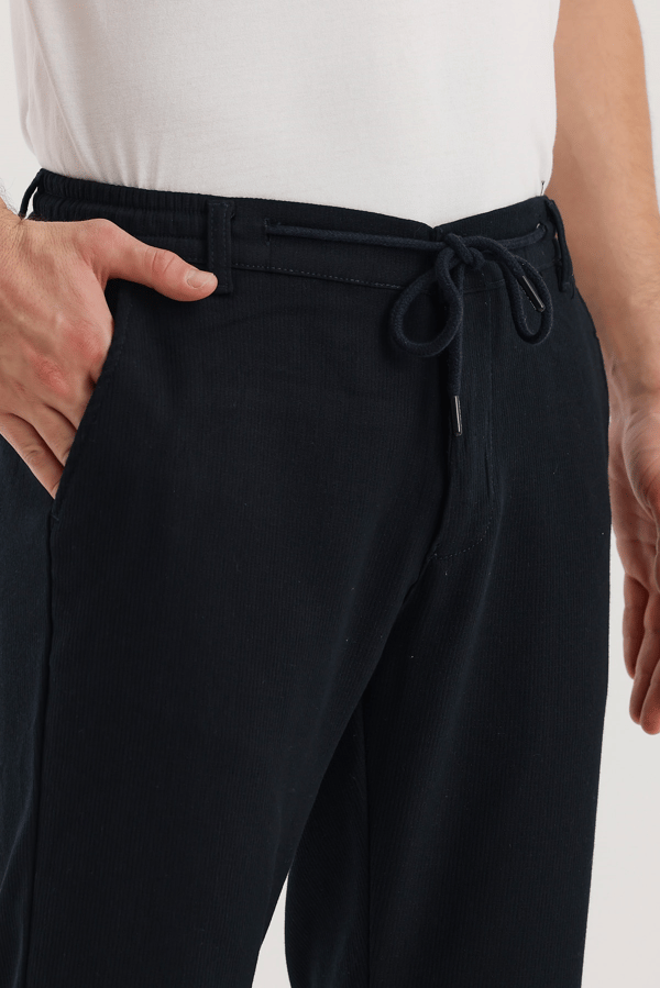 Erkek Mevsimlik Örme Kumaş  Beli Lastikli Fitilli Jagger Pantolon