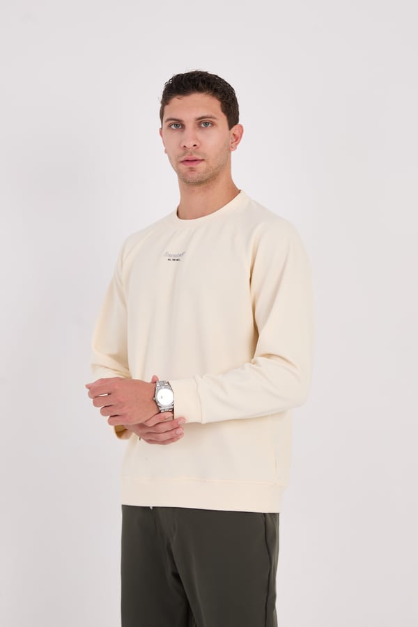 Erkek Minimal Baskılı Fitilli Sweatshirt - R2601