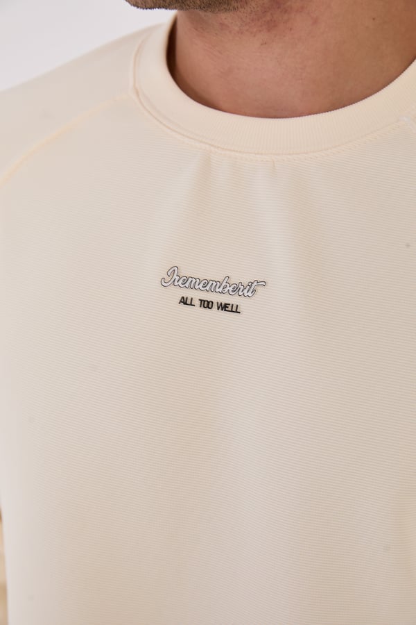 Erkek Minimal Baskılı Fitilli Sweatshirt - R2601