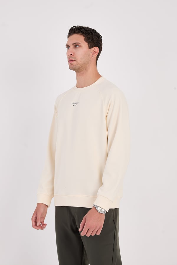 Erkek Minimal Baskılı Fitilli Sweatshirt - R2601