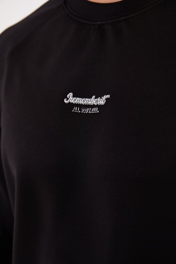 Erkek Minimal Baskılı Fitilli Sweatshirt - R2601