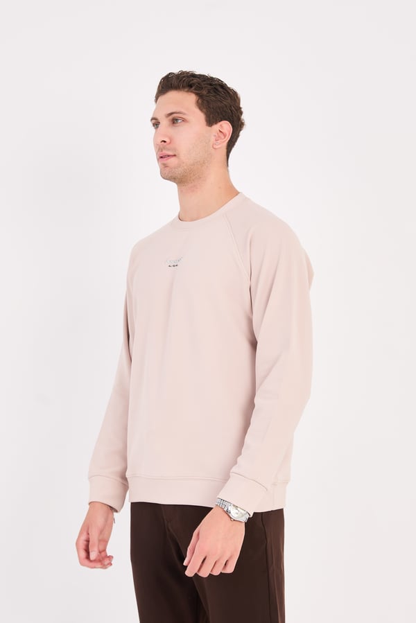 Erkek Minimal Baskılı Fitilli Sweatshirt - R2601