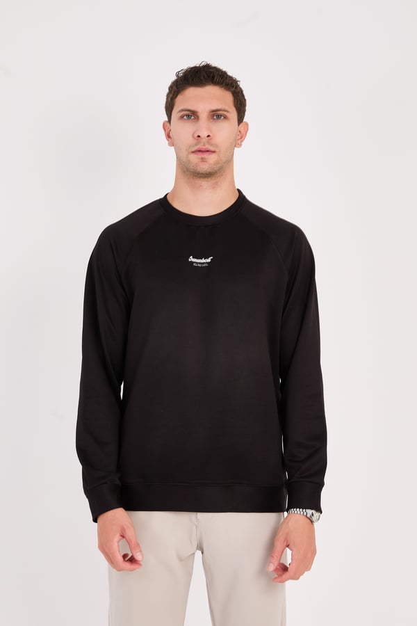 Erkek Minimal Baskılı Fitilli Sweatshirt - R2601