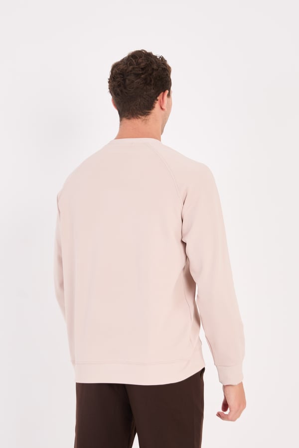 Erkek Minimal Baskılı Fitilli Sweatshirt - R2601