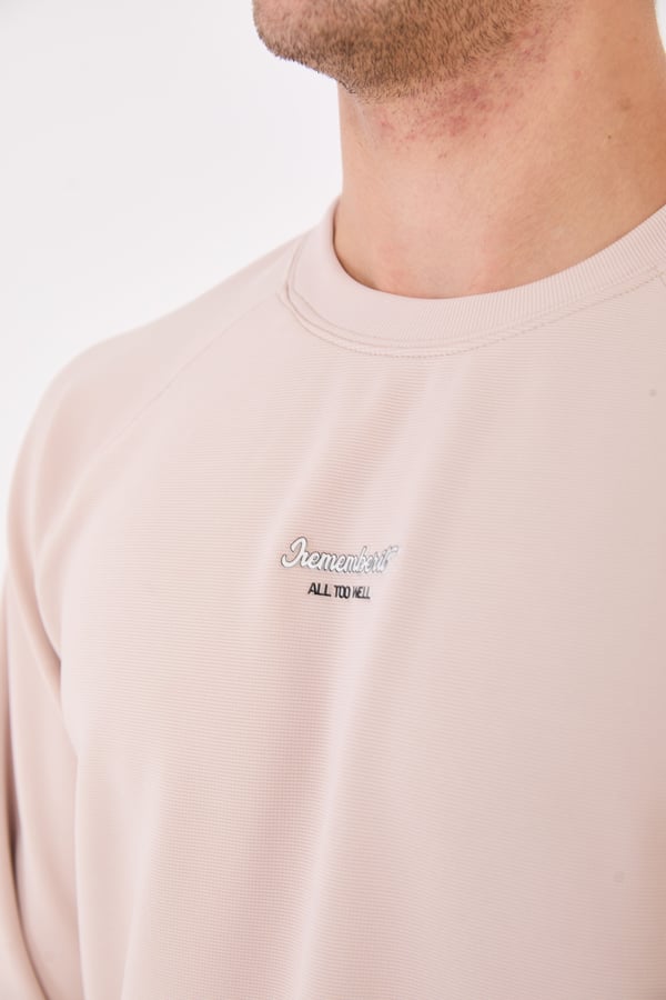 Erkek Minimal Baskılı Fitilli Sweatshirt - R2601