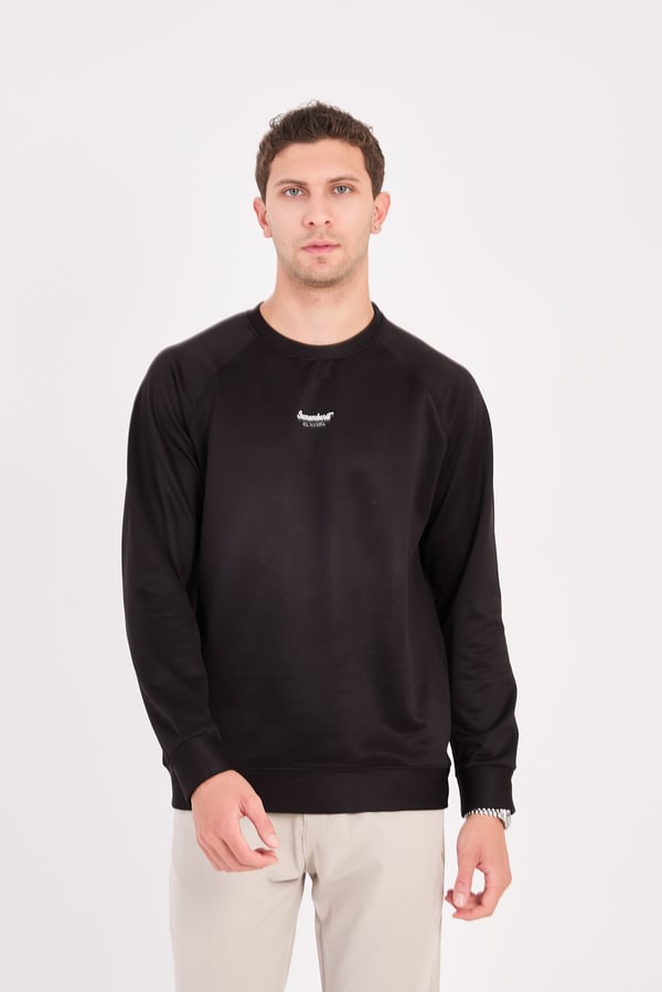 Erkek Minimal Baskılı Fitilli Sweatshirt - R2601