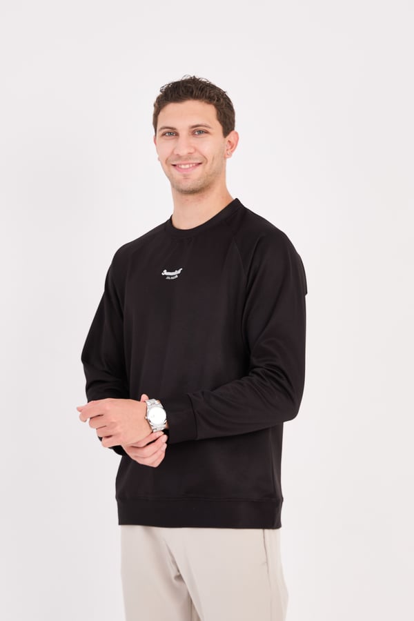 Erkek Minimal Baskılı Fitilli Sweatshirt - R2601