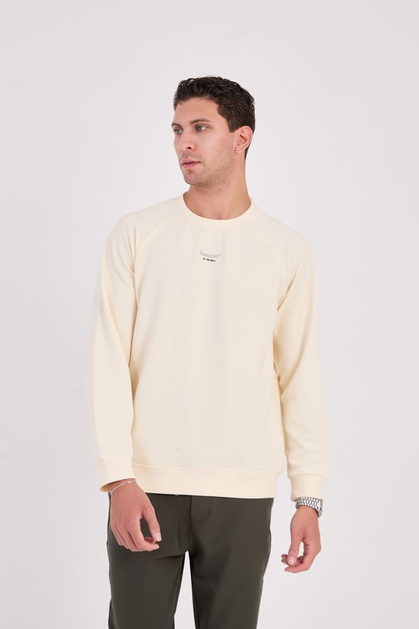 Erkek Minimal Baskılı Fitilli Sweatshirt - R2601