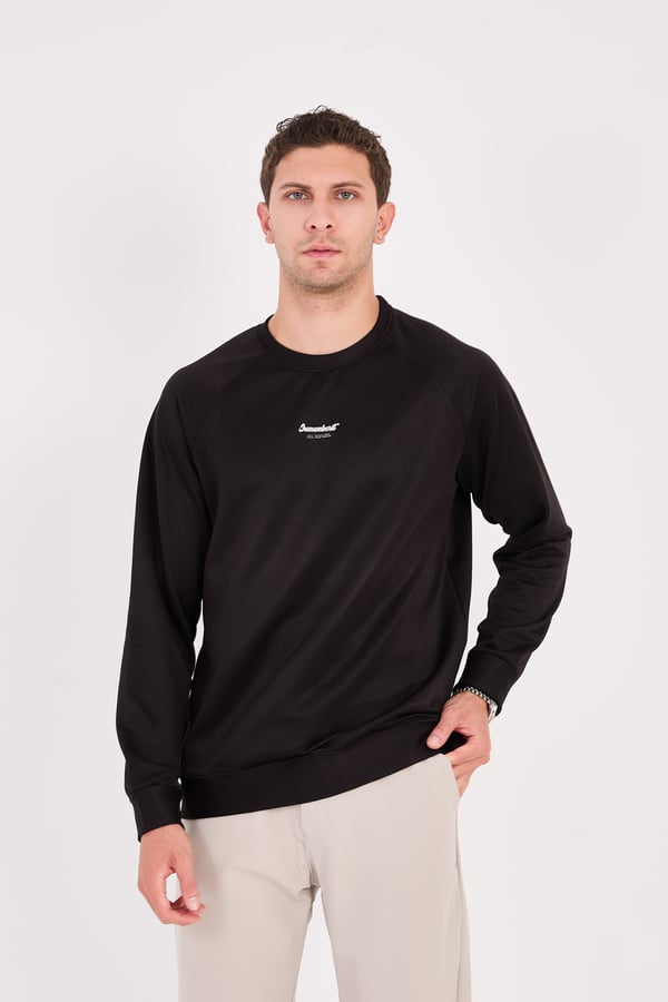 Erkek Minimal Baskılı Fitilli Sweatshirt - R2601