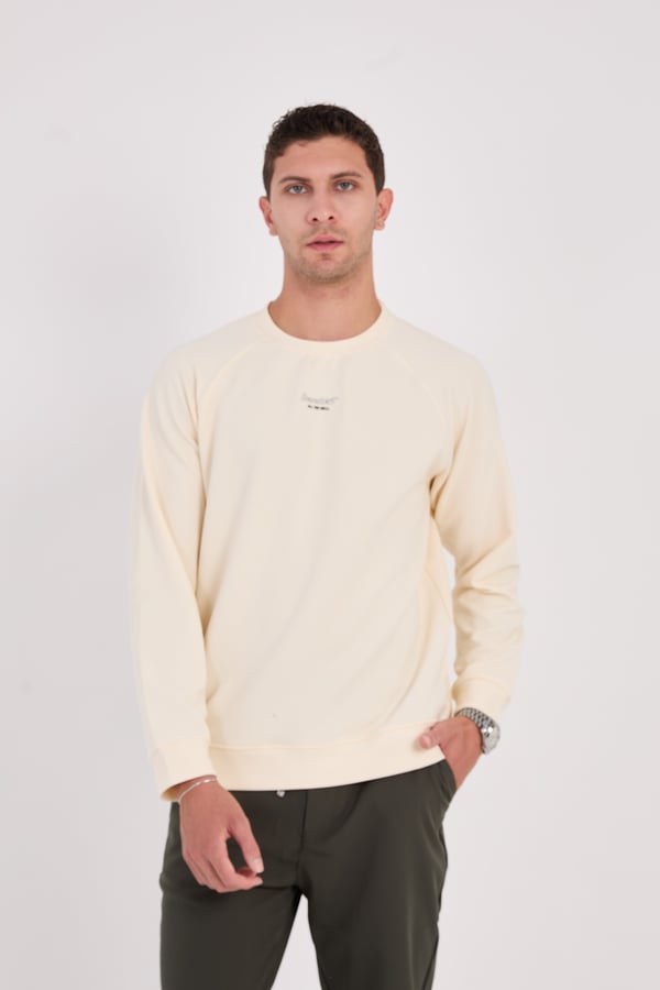 Erkek Minimal Baskılı Fitilli Sweatshirt - R2601