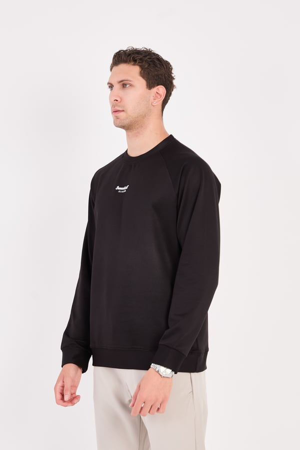 Erkek Minimal Baskılı Fitilli Sweatshirt - R2601