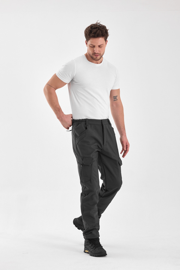 Erkek Outdoor İçi Polarlı Softshell Su Geçirmez Taktik Kargo Pantolon