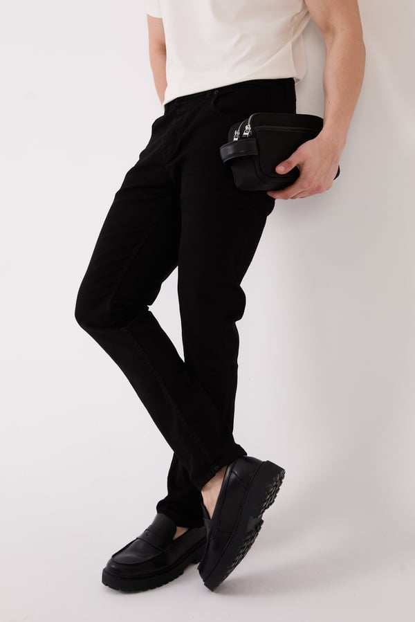 Erkek Siyah Slim Fit Basic Jean Pantolon