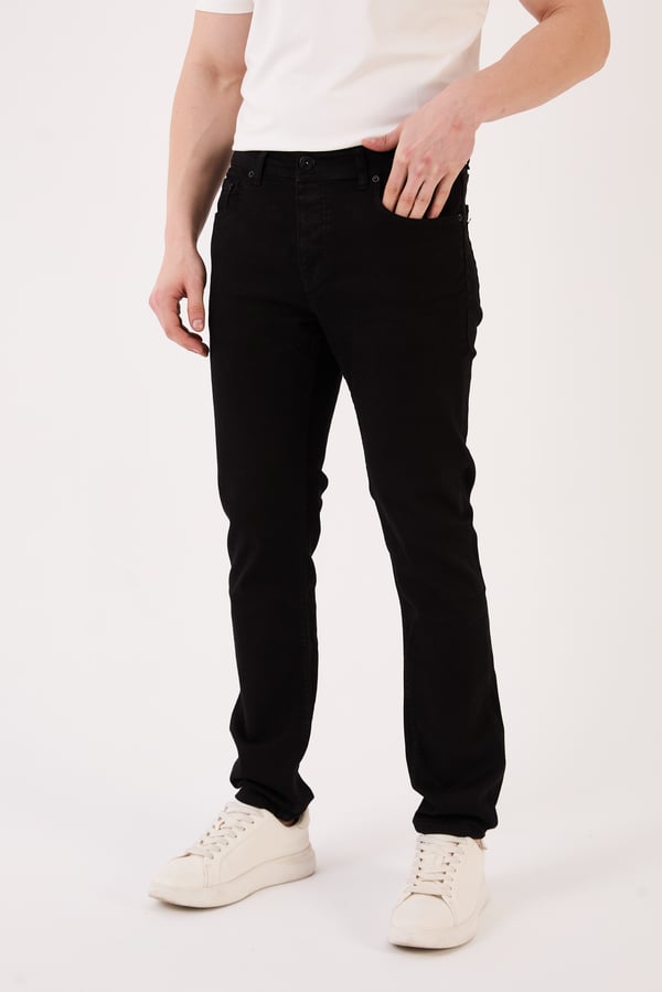 Erkek Siyah Slim Fit Basic Jean Pantolon