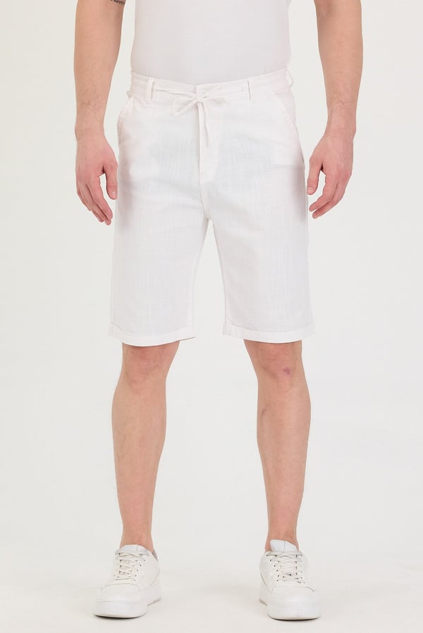 Erkek Slim Fit Keten Chino Şort