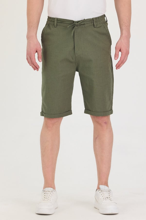 Erkek Slim Fit Keten Chino Şort