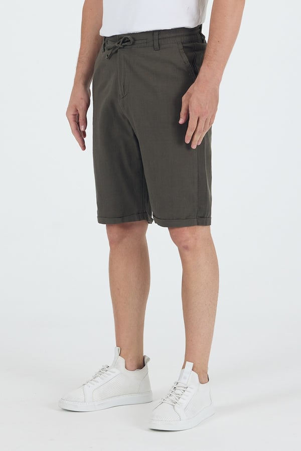 Erkek Slim Fit Keten Chino Şort