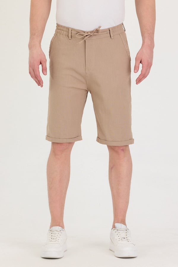 Erkek Slim Fit Keten Chino Şort