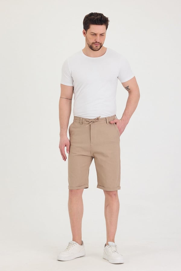 Erkek Slim Fit Keten Chino Şort