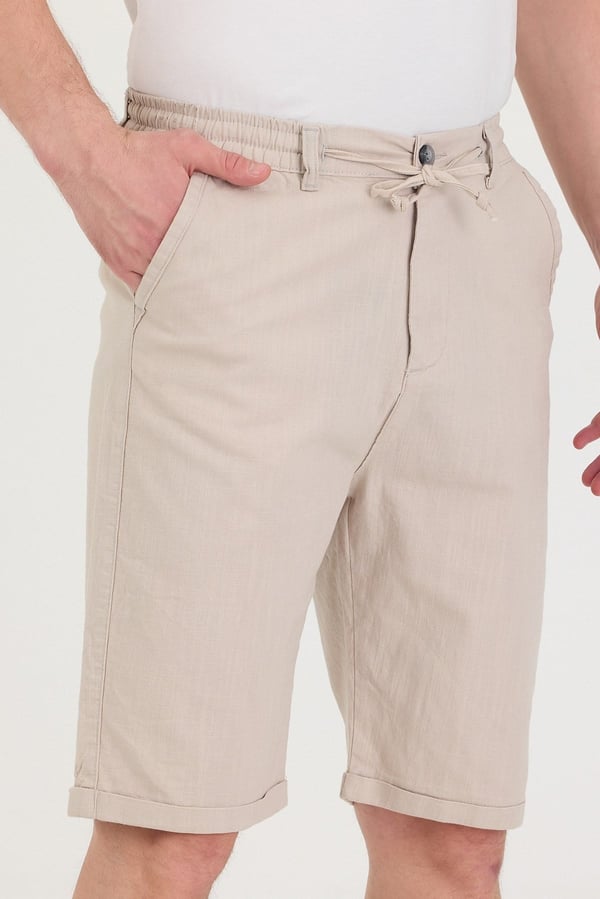 Erkek Slim Fit Keten Chino Şort