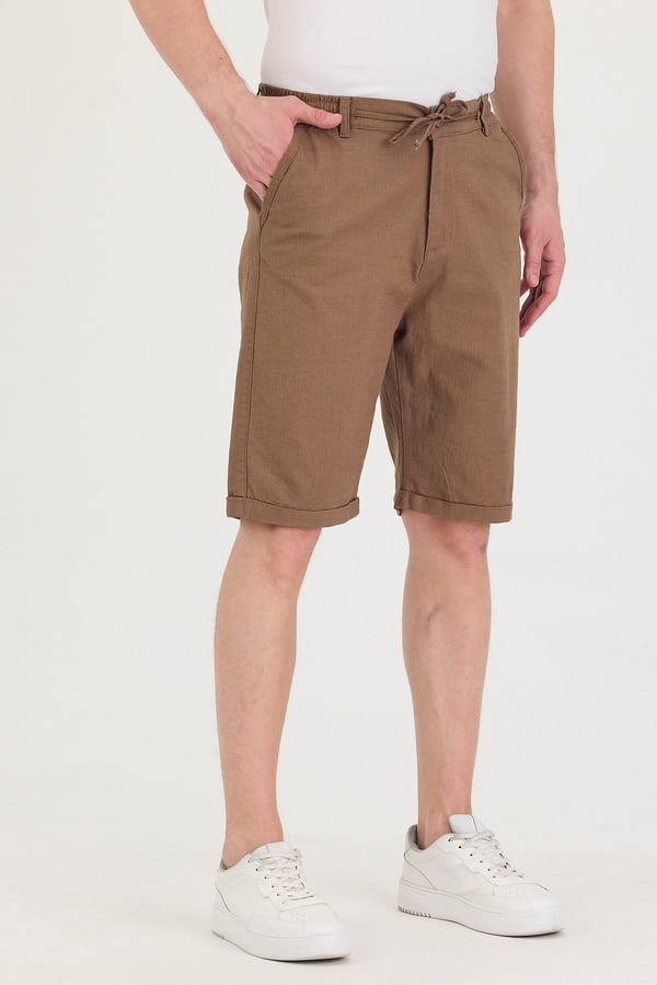Erkek Slim Fit Keten Chino Şort