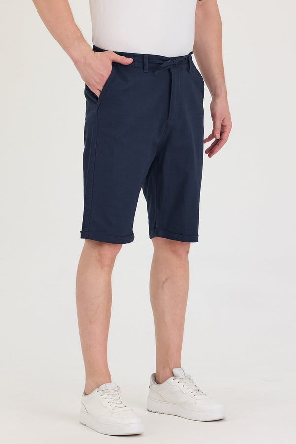Erkek Slim Fit Keten Chino Şort