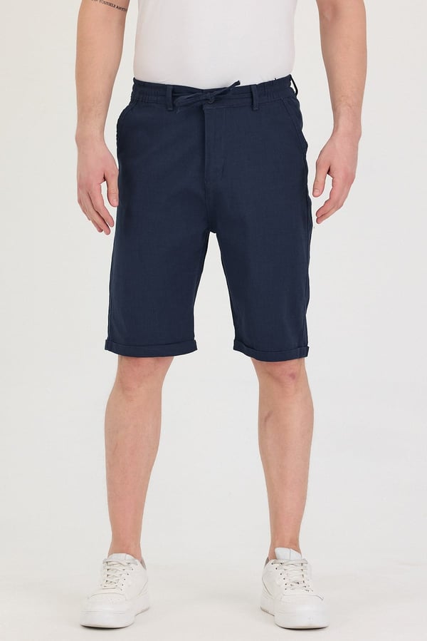 Erkek Slim Fit Keten Chino Şort