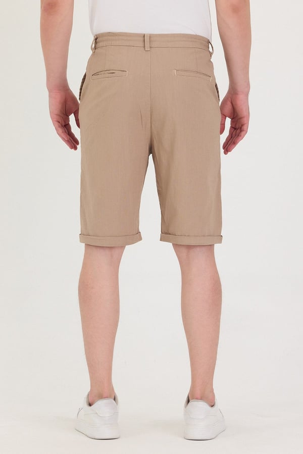 Erkek Slim Fit Keten Chino Şort