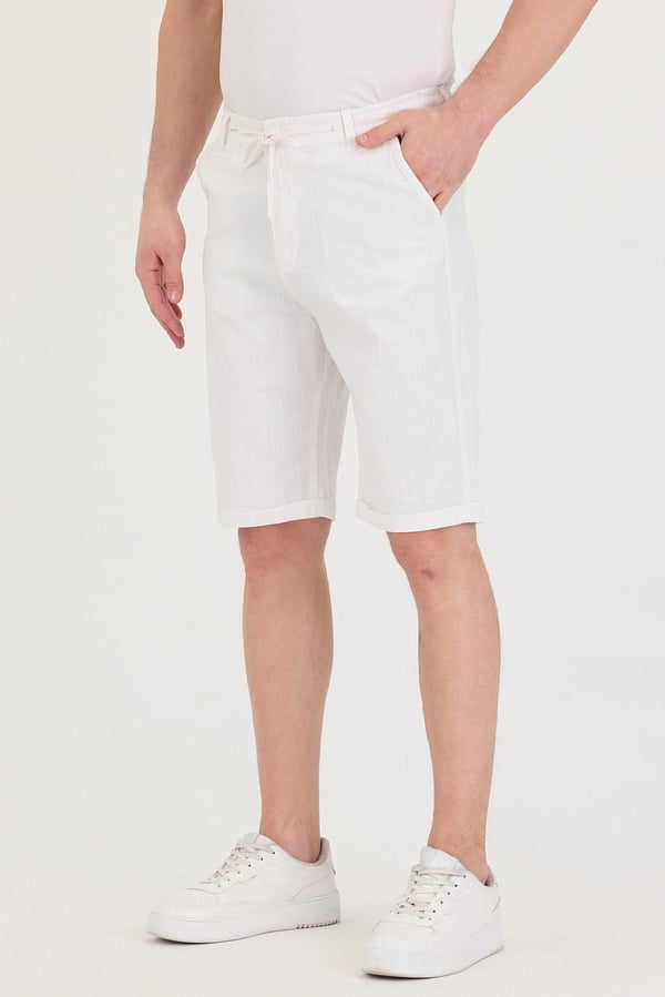 Erkek Slim Fit Keten Chino Şort
