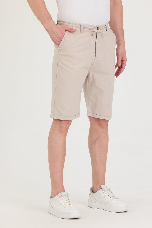 Erkek Slim Fit Keten Chino Şort