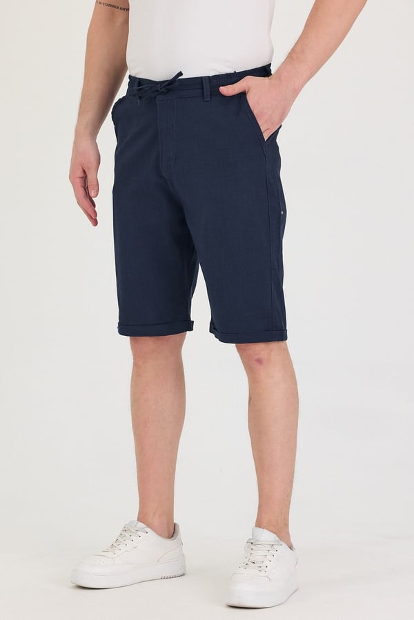 Erkek Slim Fit Keten Chino Şort