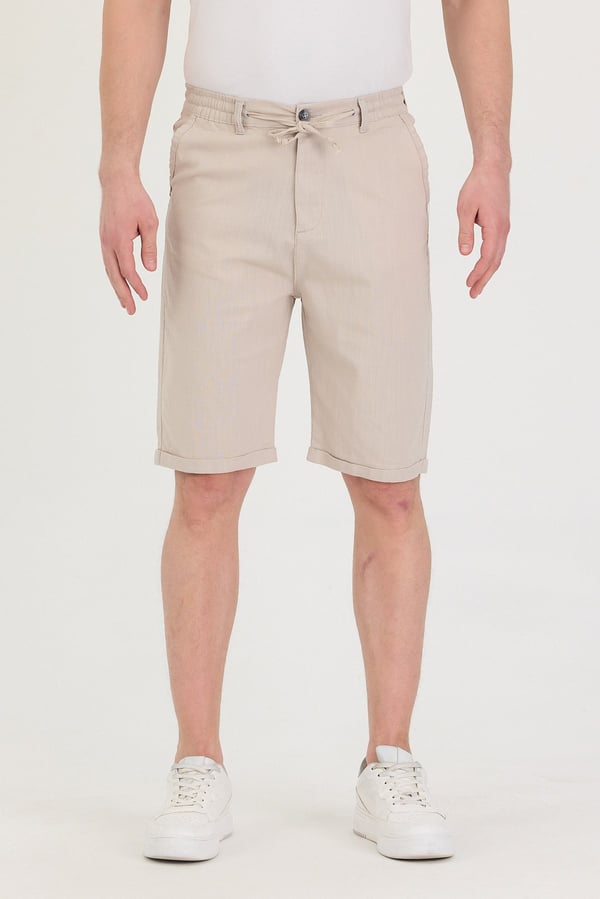 Erkek Slim Fit Keten Chino Şort