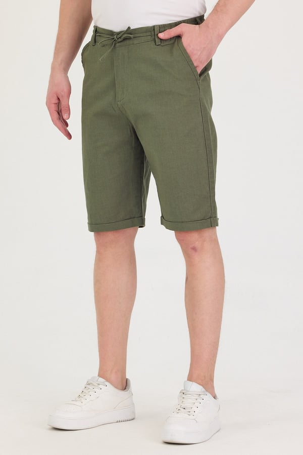 Erkek Slim Fit Keten Chino Şort