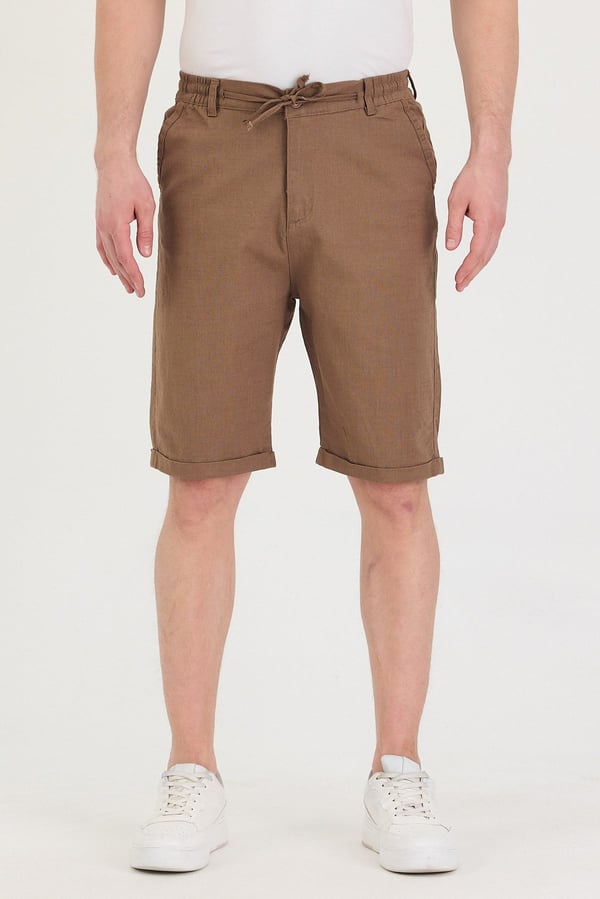 Erkek Slim Fit Keten Chino Şort