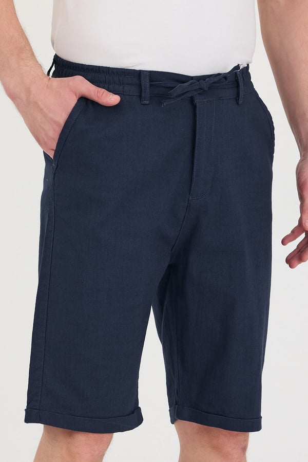 Erkek Slim Fit Keten Chino Şort