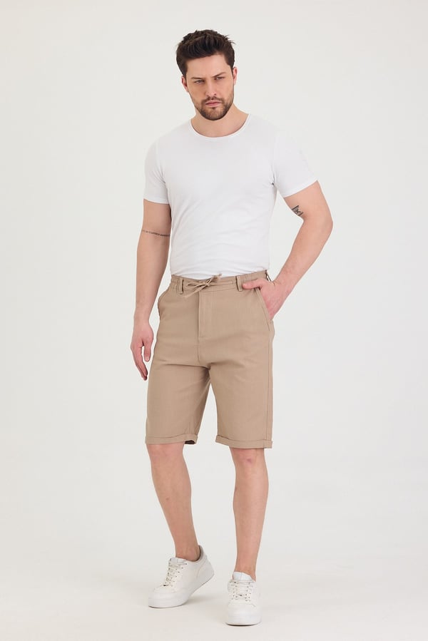 Erkek Slim Fit Keten Chino Şort
