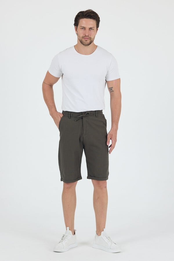 Erkek Slim Fit Keten Chino Şort