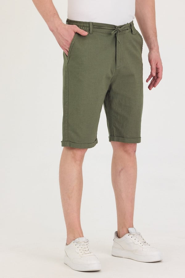 Erkek Slim Fit Keten Chino Şort