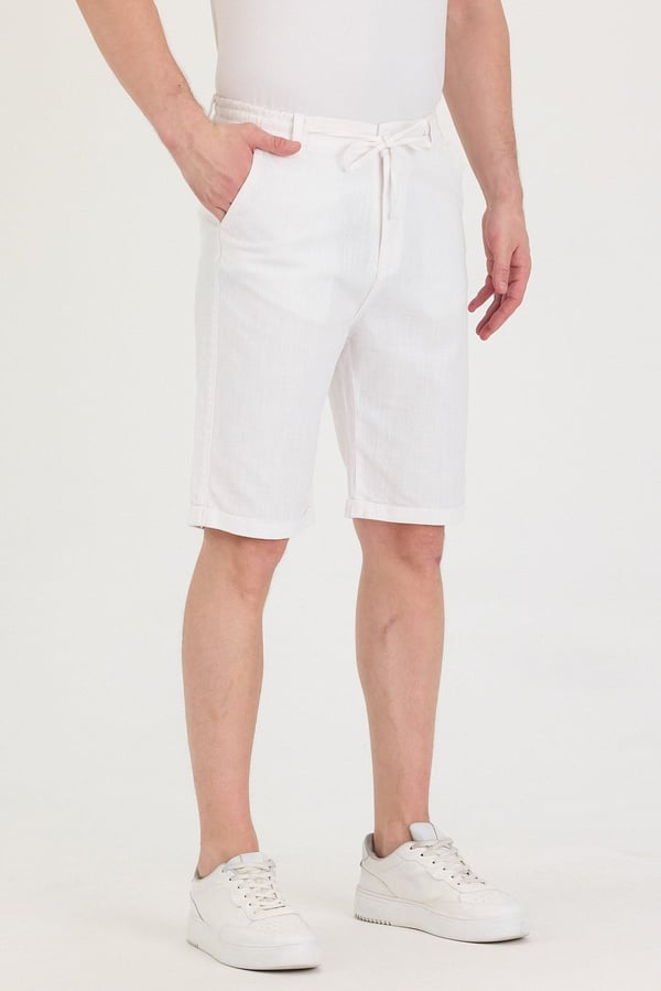 Erkek Slim Fit Keten Chino Şort