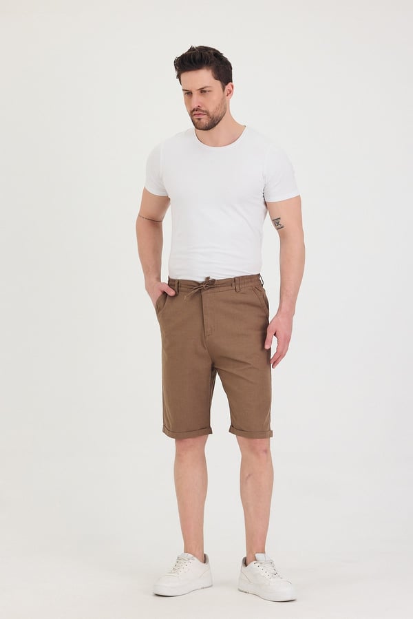 Erkek Slim Fit Keten Chino Şort