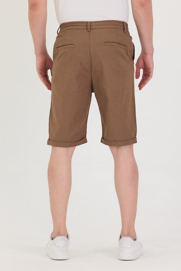 Erkek Slim Fit Keten Chino Şort