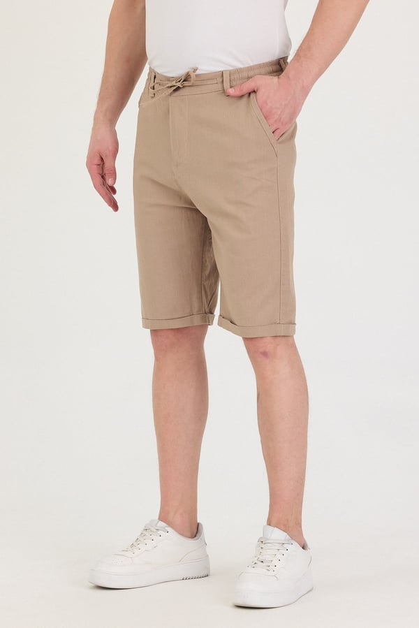 Erkek Slim Fit Keten Chino Şort