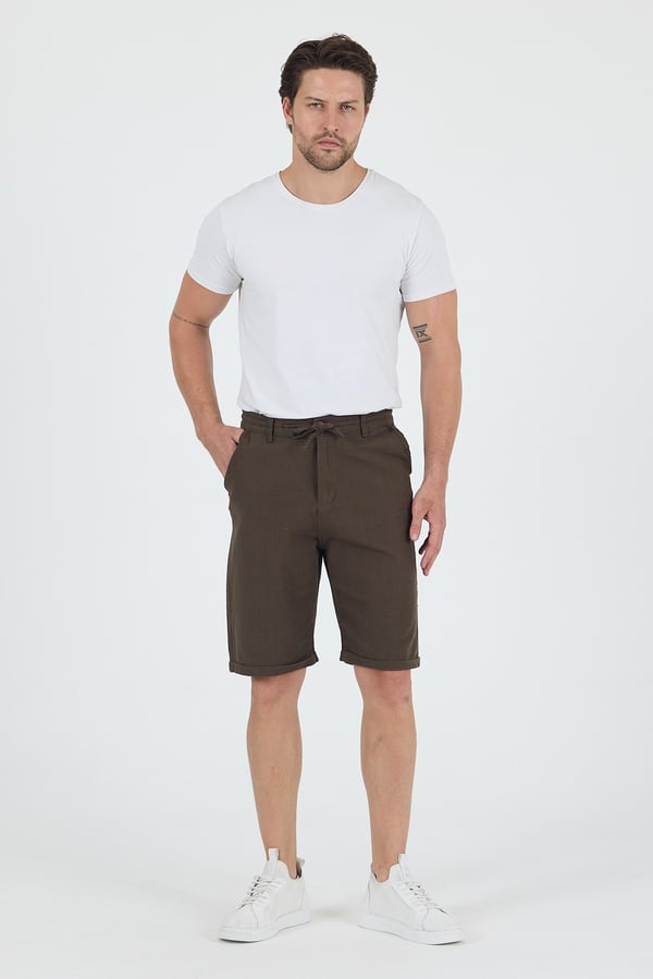 Erkek Slim Fit Keten Chino Şort