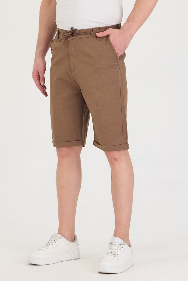Erkek Slim Fit Keten Chino Şort